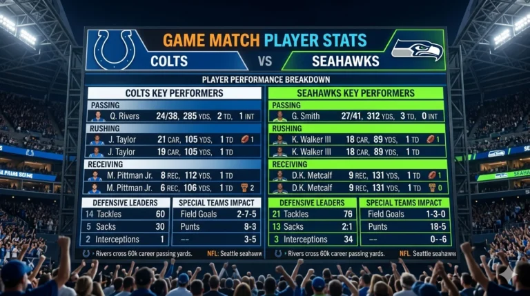 colts vs seahawks match player stats