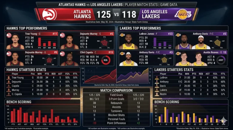 atlanta hawks vs lakers match player stats