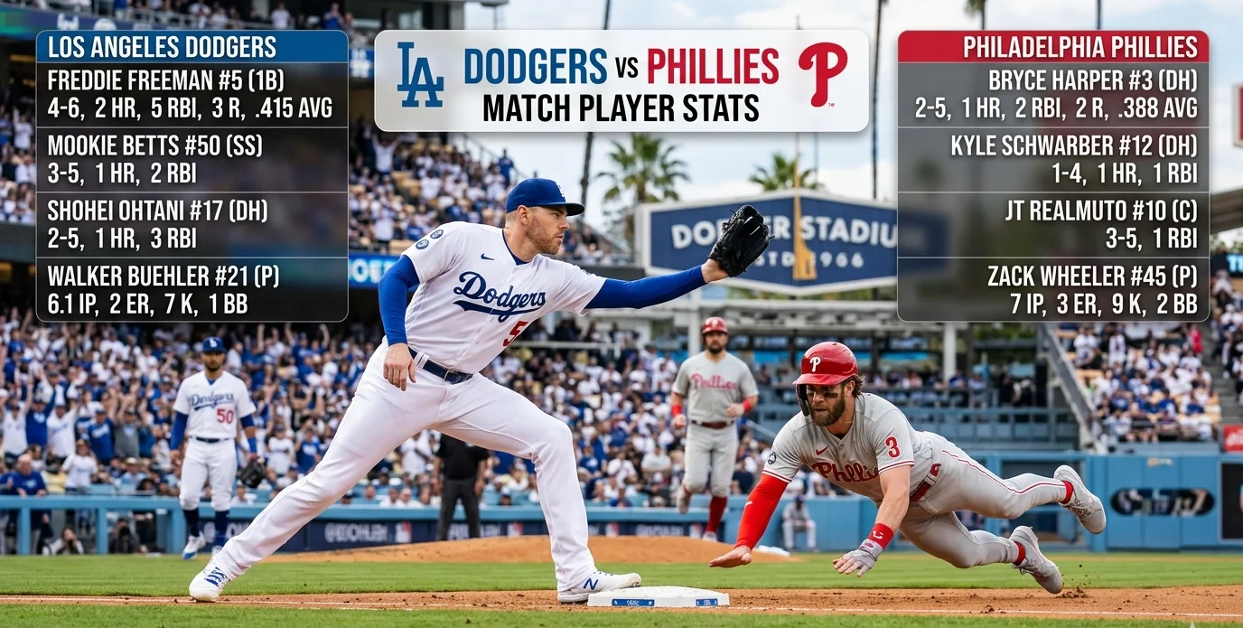 dodgers vs phillies match player stats