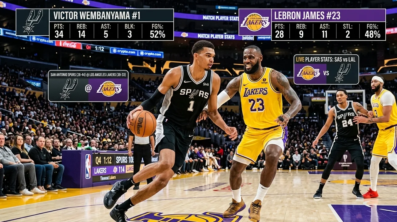 san antonio spurs vs lakers match player stats