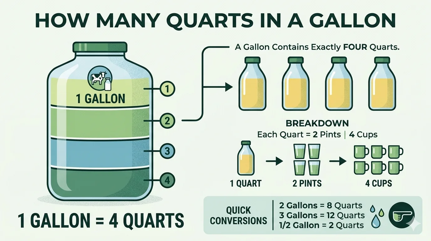 how many quarts in a gallon