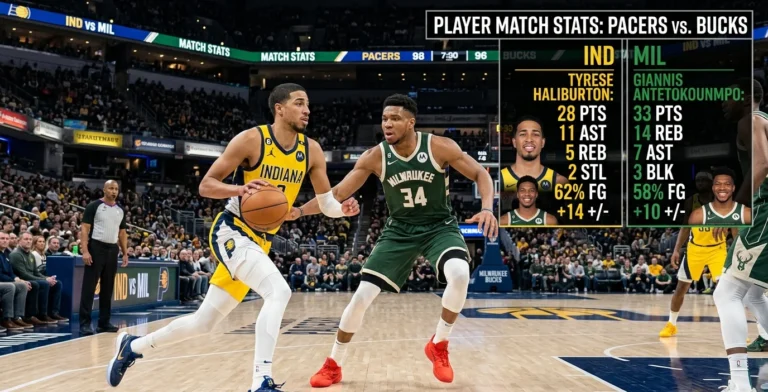 pacers vs milwaukee bucks match player stats