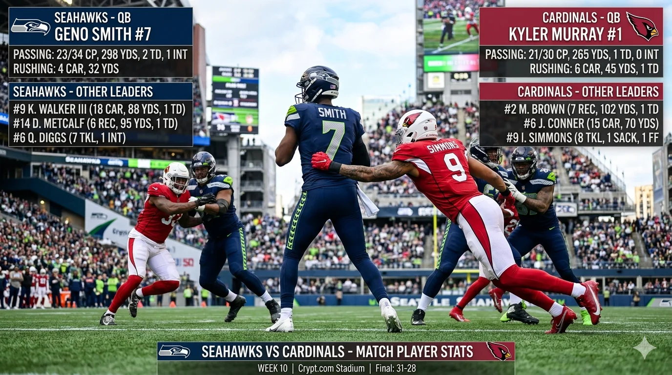 seahawks vs arizona cardinals match player stats