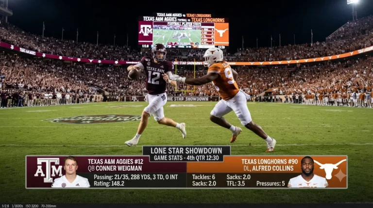 texas a&m aggies football vs texas longhorns football match player stats