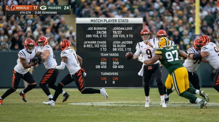 Bengals vs Green Bay Packers Match Player Stats