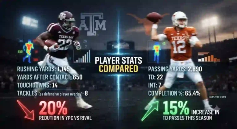 texas a&m aggies football vs texas longhorns football match player stats